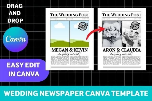 Download Wedding Newspaper Canva Template - Newspaper Collection