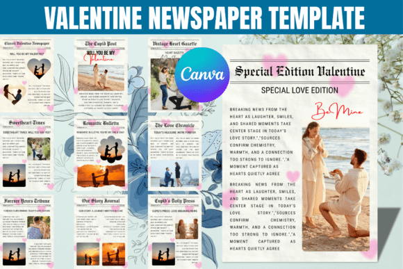 Download Valentine Newspaper Canva Template - Newspaper Collection