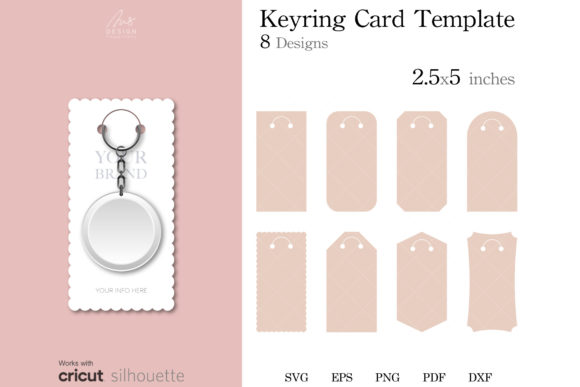 Download 8 Keyring Display Card Templates SVG - Card templates Collection