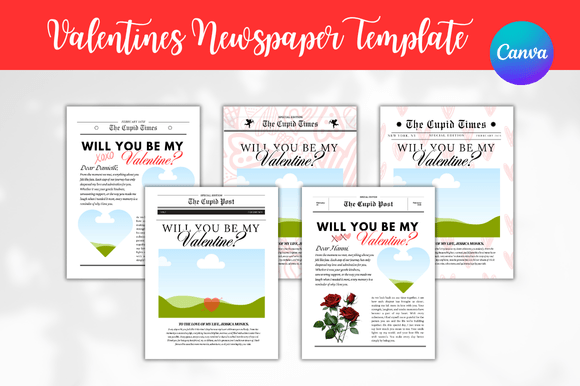 Download 5 Valentines Newspaper Canva Bundle - Newspaper Collection