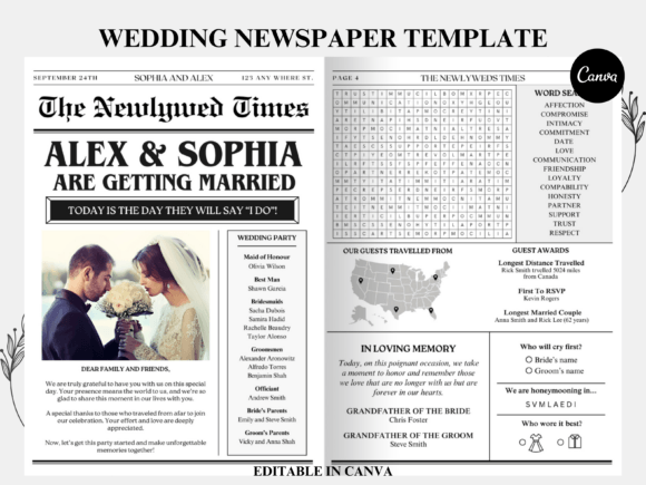 Download Editable Newspaper Wedding Program - Newspaper Collection
