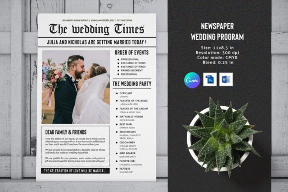 Download Newspaper Wedding Program  Template - Newspaper Collection